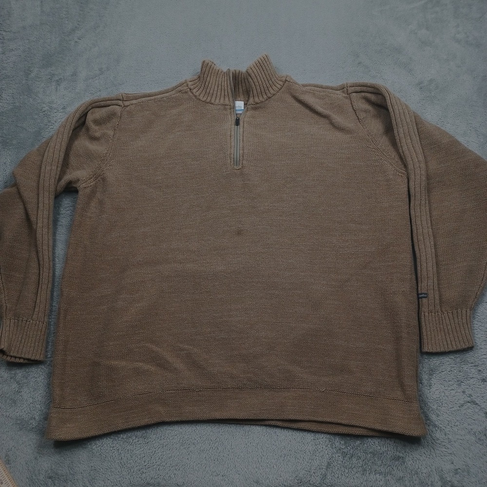 Columbia Sweater Mens XXL Brown Knit 1/4 ZIp Pullover Outdoor Casual